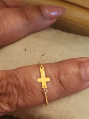 14K Gold Soft Chain Cross Ring